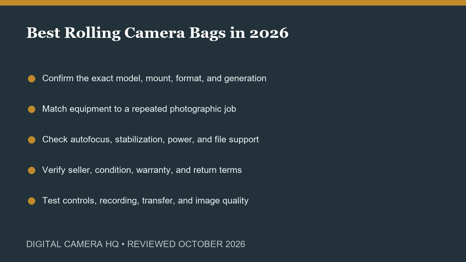 Best Rolling Camera Bags in 2026 buying checklist