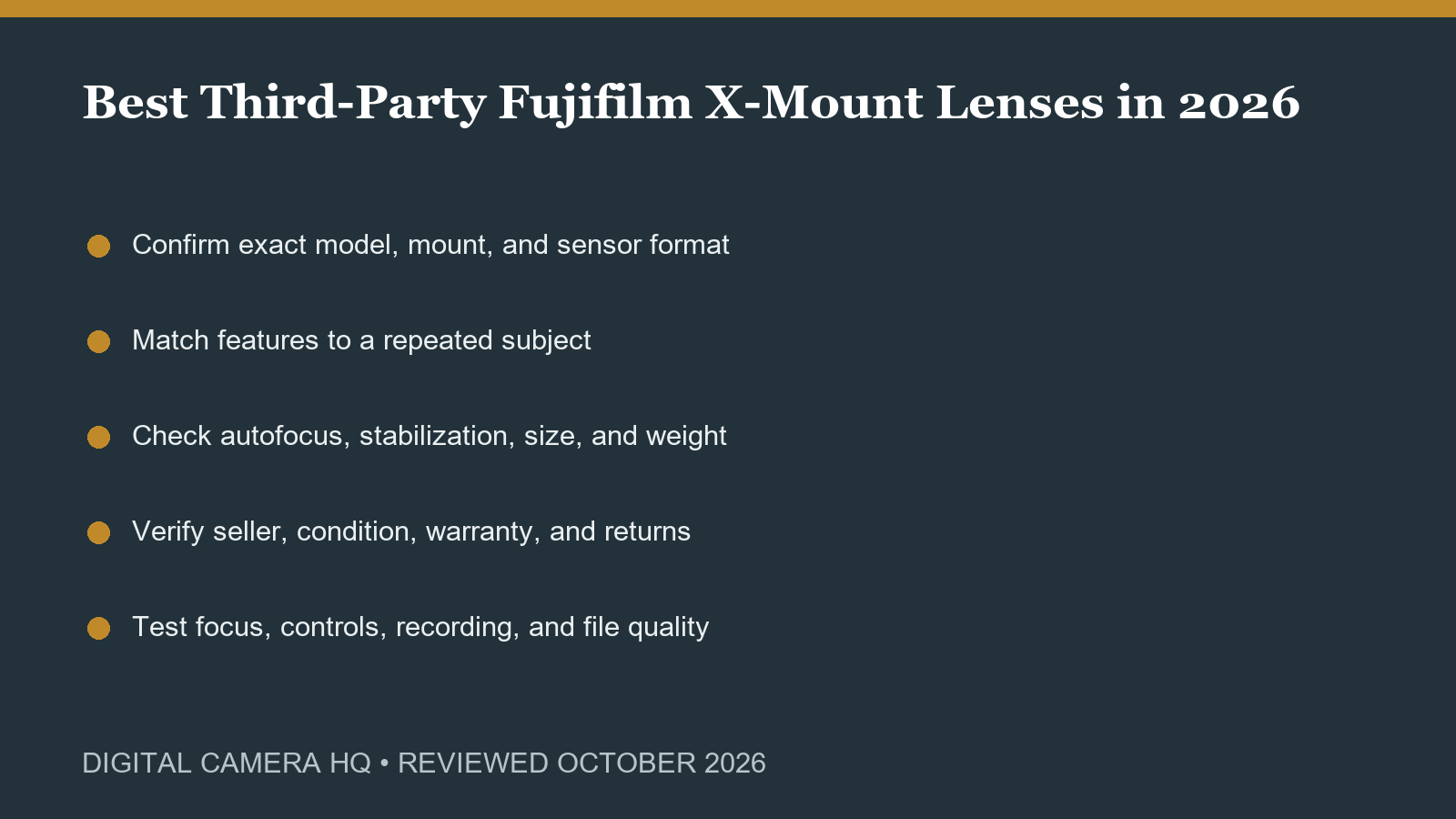 Best Third-Party Fujifilm X-Mount Lenses in 2026 buying checklist