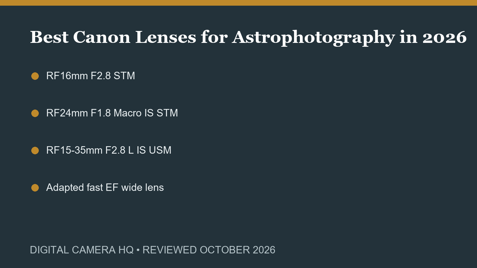 Best Canon Lenses for Astrophotography in 2026 buying checklist