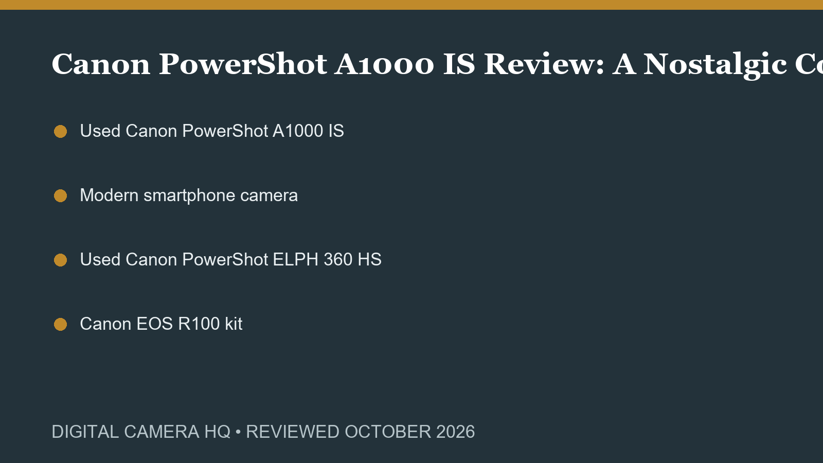 Canon PowerShot A1000 IS Review: A Nostalgic Compact in 2026 buying checklist