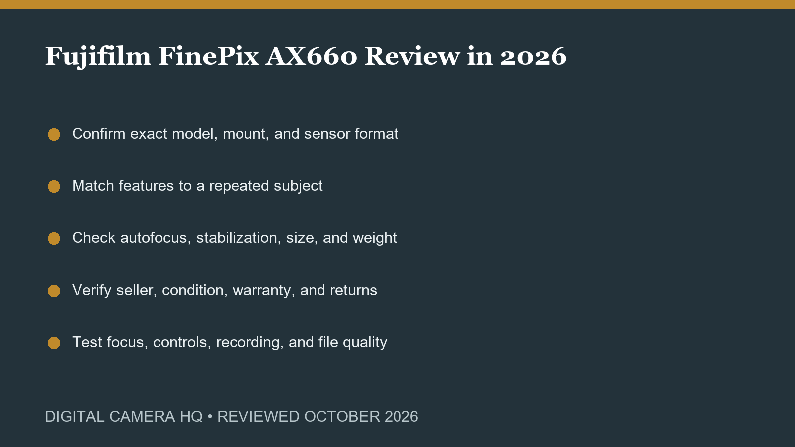 Fujifilm FinePix AX660 Review in 2026 buying checklist