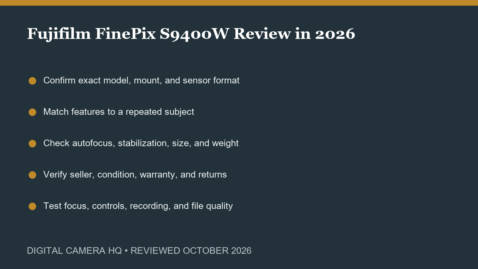 Fujifilm FinePix S9400W Review in 2026 buying checklist