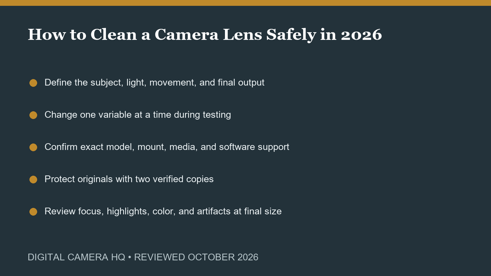 How to Clean a Camera Lens Safely in 2026 field checklist