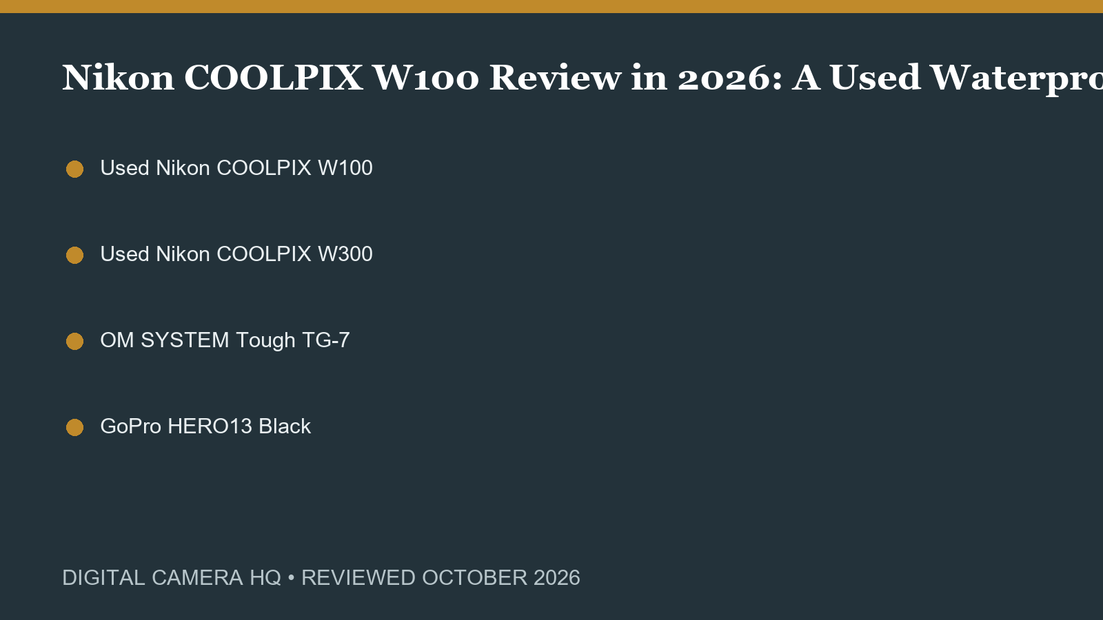 Nikon COOLPIX W100 Review in 2026: A Used Waterproof Camera? buying checklist