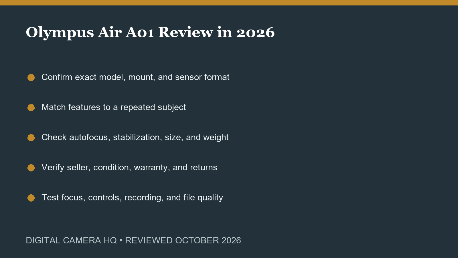 Olympus Air A01 Review in 2026 buying checklist