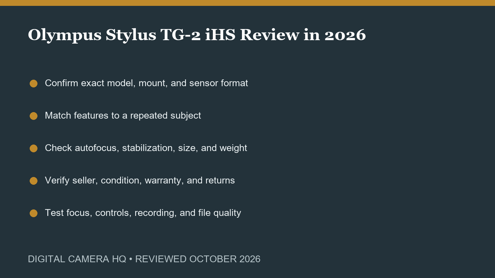 Olympus Stylus TG-2 iHS Review in 2026 buying checklist