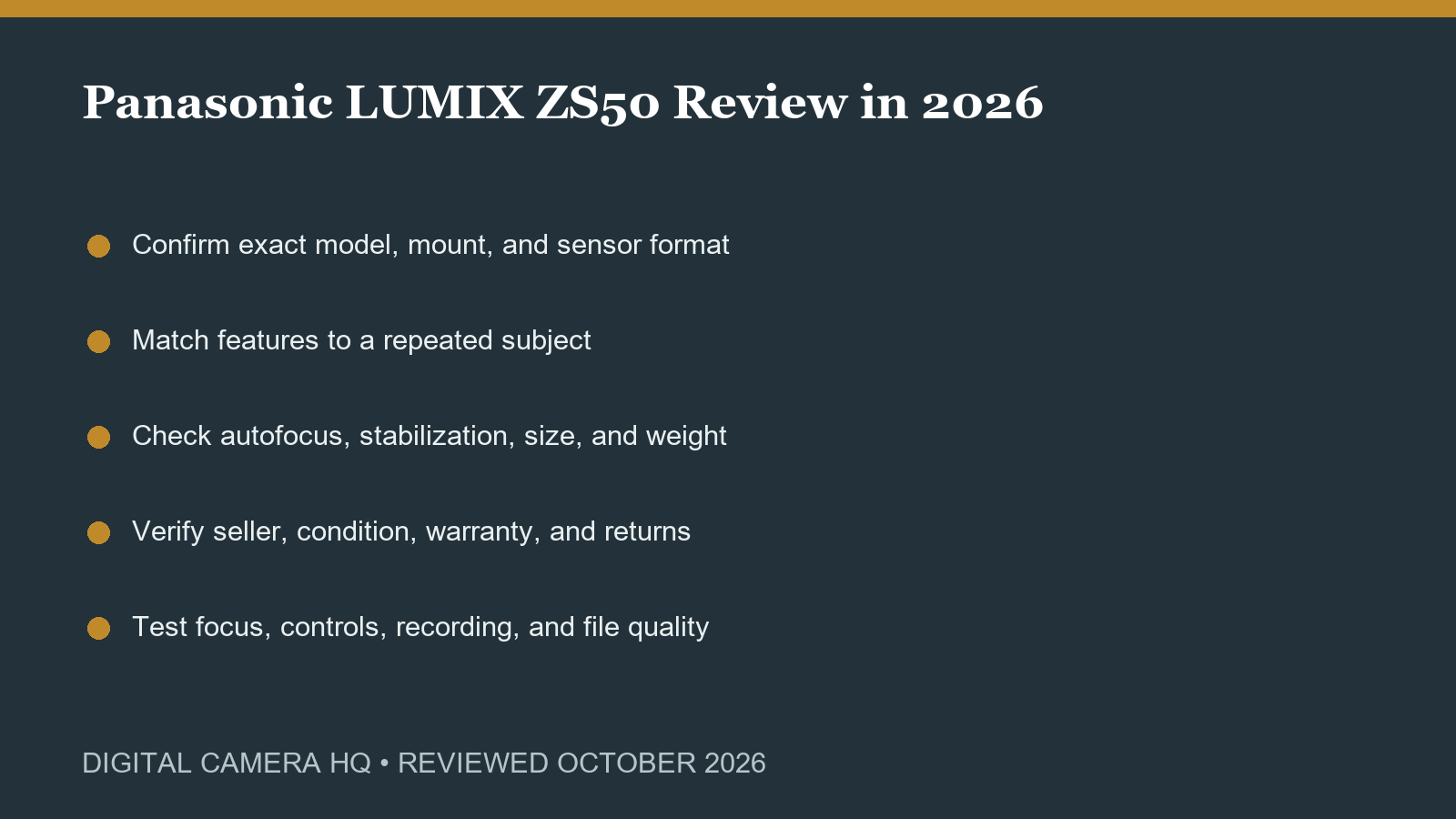 Panasonic LUMIX ZS50 Review in 2026 buying checklist