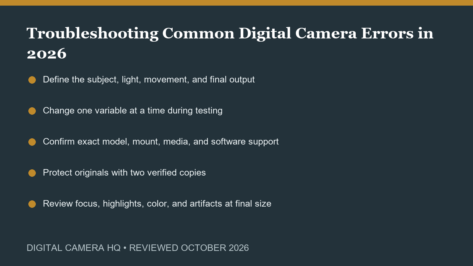 Troubleshooting Common Digital Camera Errors in 2026 field checklist