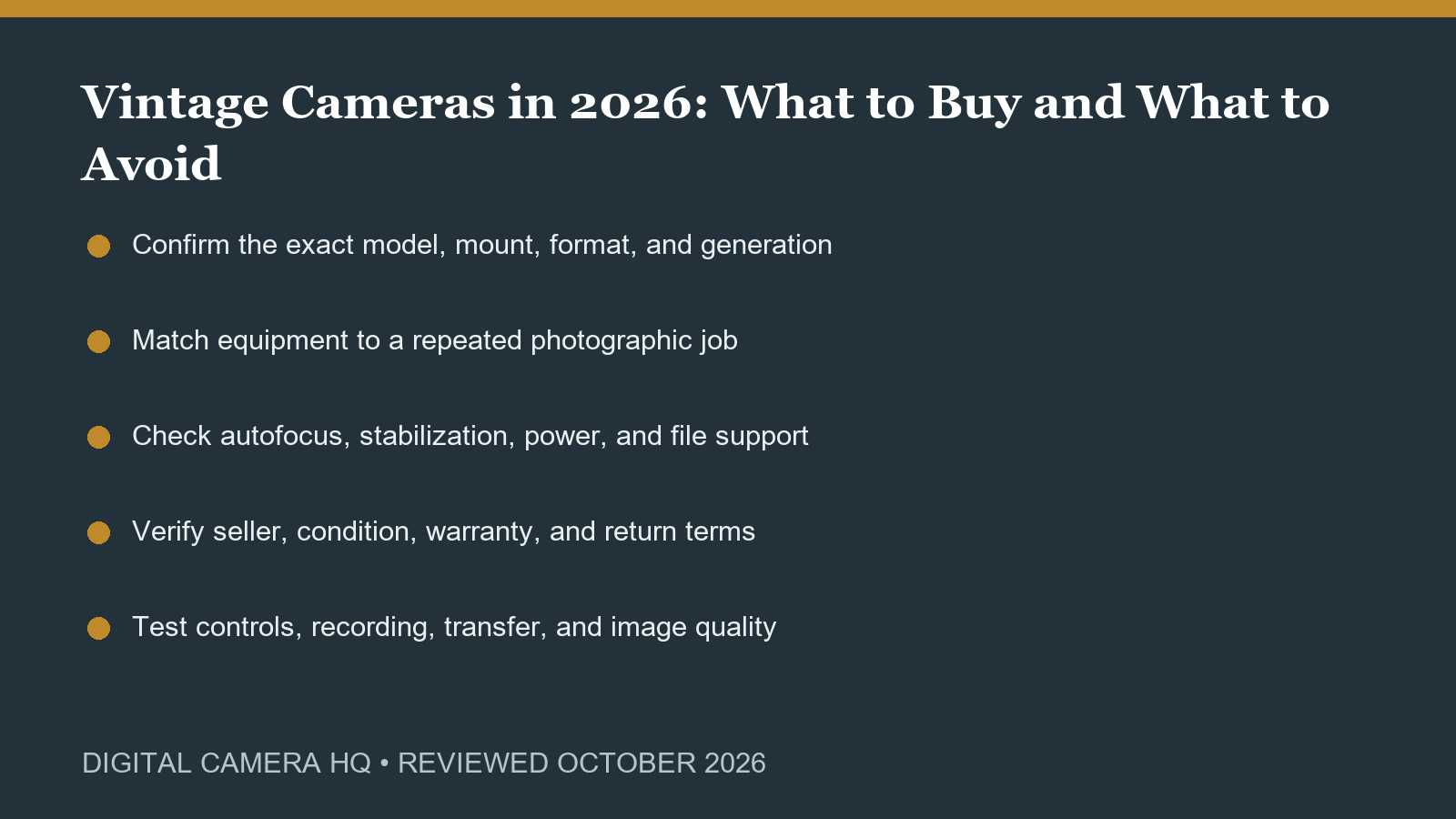 Vintage Cameras in 2026: What to Buy and What to Avoid buying checklist